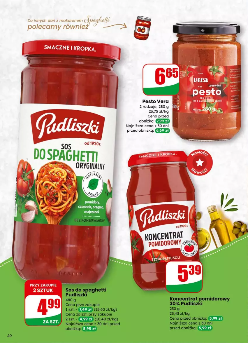Gazetka promocyjna Dino - Gazetka 01 / 2026 - ważna 31.12.2025 do 05.01.2026 - strona 20 - produkty: Makaron, Pesto, Pudliszki, Sos, Spaghetti