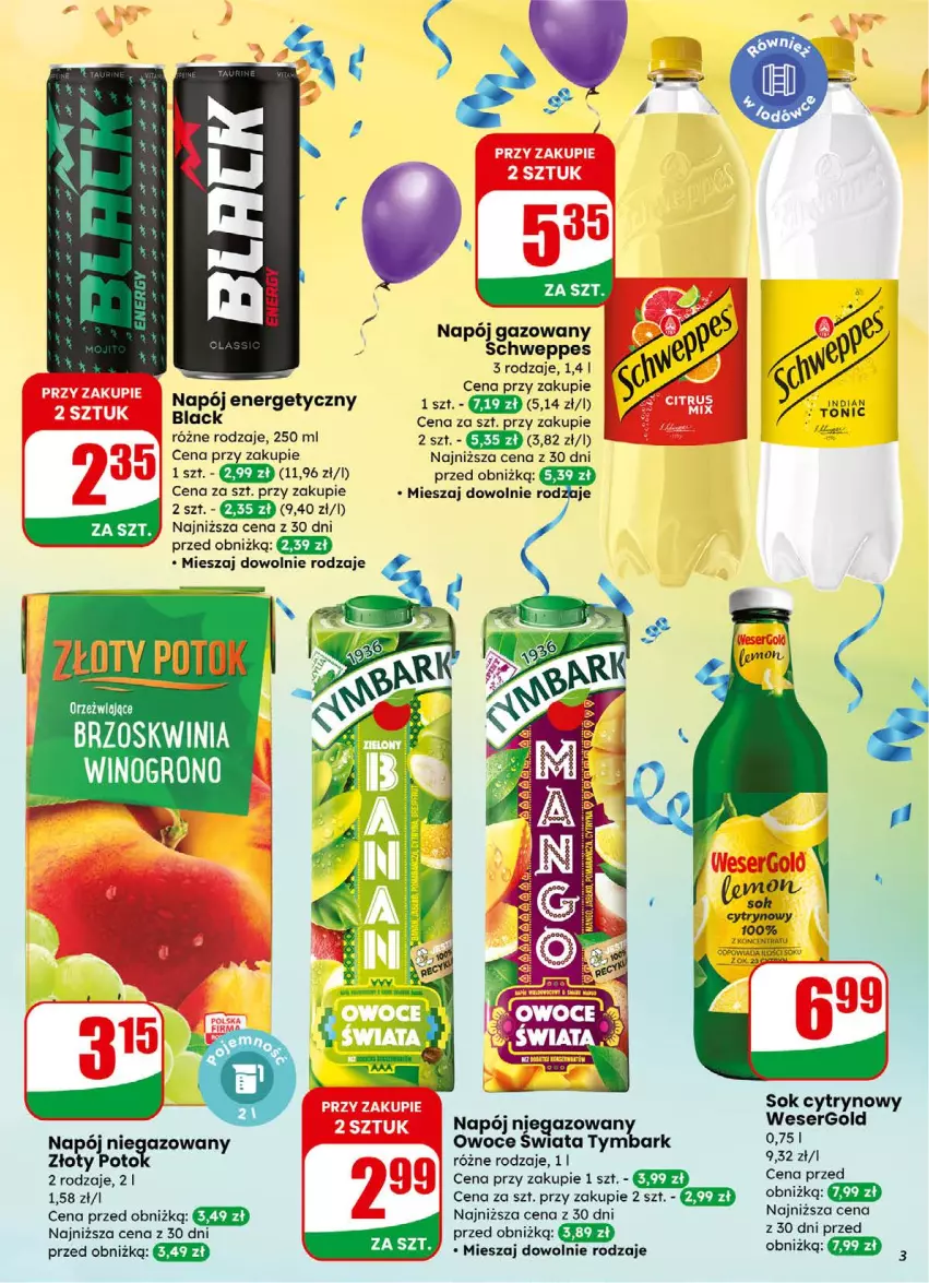 Gazetka promocyjna Dino - Gazetka 01 / 2026 - ważna 31.12.2025 do 05.01.2026 - strona 3 - produkty: Lack, Napój, Napój energetyczny, Napój gazowany, Napój niegazowany, Owoce, Schweppes, Ser, Sok, Top, Tymbark, Wino