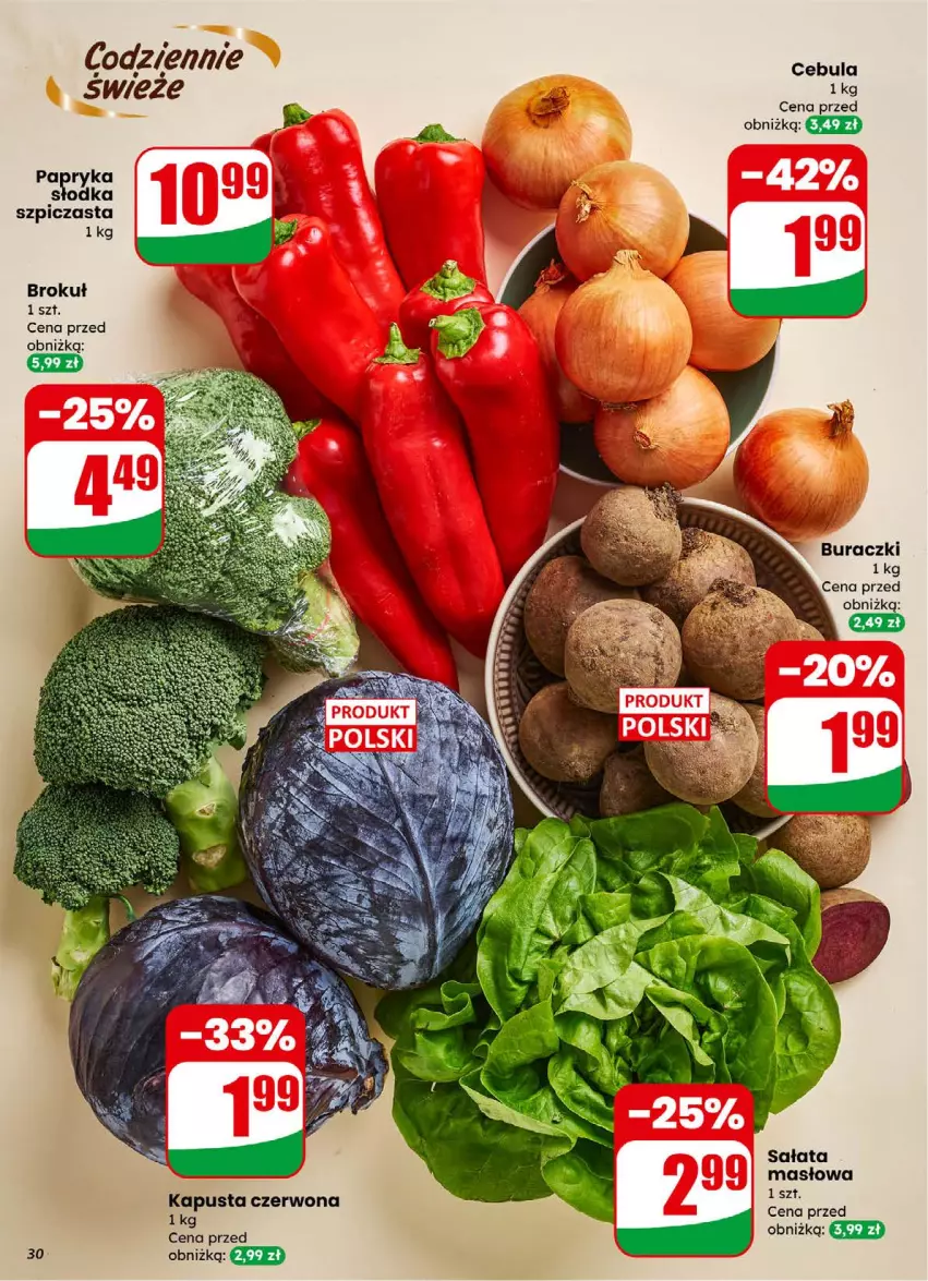 Gazetka promocyjna Dino - Gazetka 01 / 2026 - ważna 31.12.2025 do 05.01.2026 - strona 30 - produkty: Buraczki, Cebula, Masło, Papryka, Sałat, Sałata masłowa, Szpic