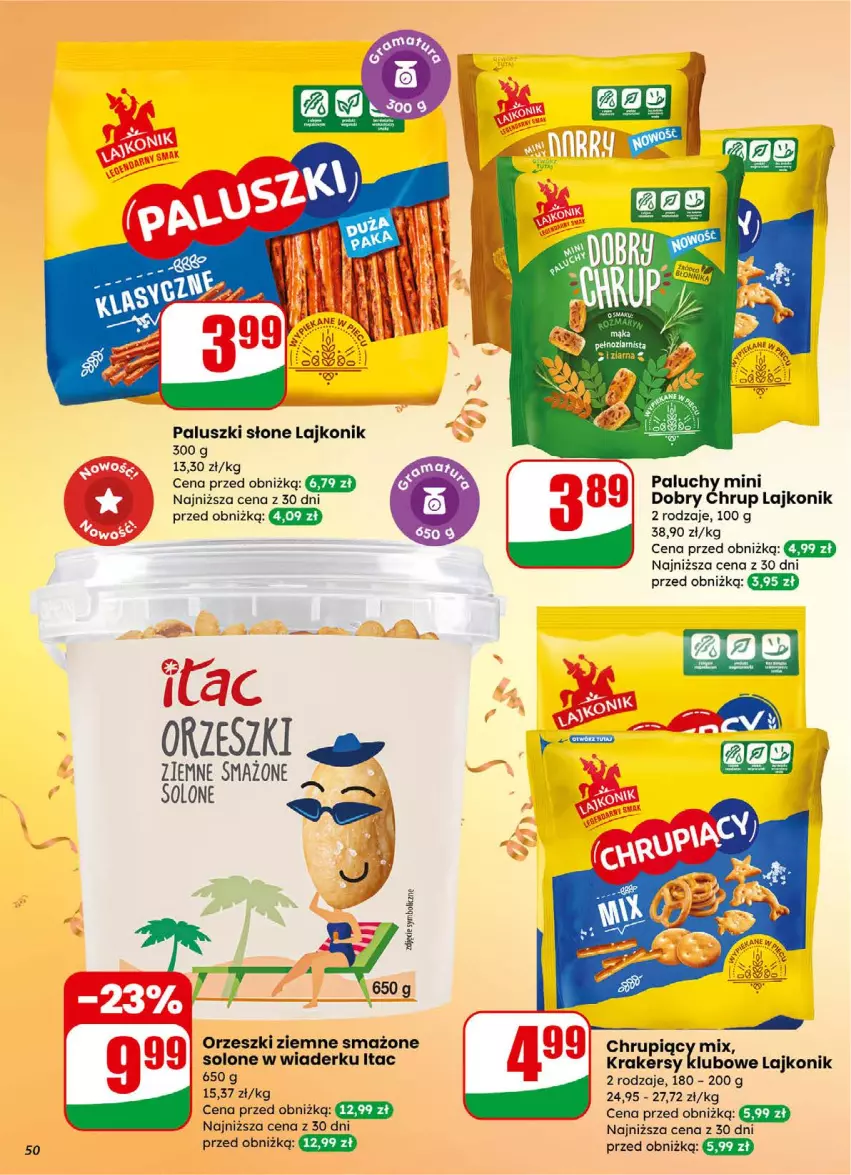 Gazetka promocyjna Dino - Gazetka 01 / 2026 - ważna 31.12.2025 do 05.01.2026 - strona 50 - produkty: Krakersy, Lajkonik, Orzeszki, Orzeszki ziemne