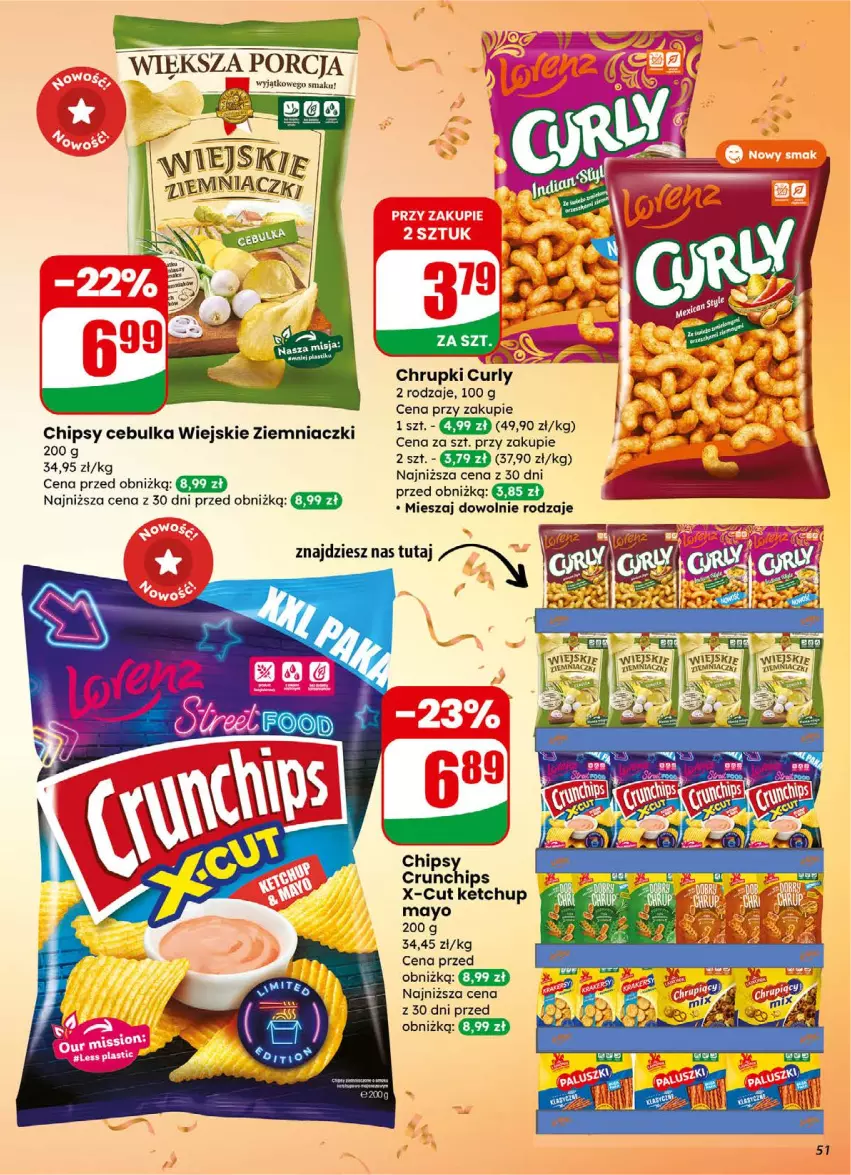 Gazetka promocyjna Dino - Gazetka 01 / 2026 - ważna 31.12.2025 do 05.01.2026 - strona 51 - produkty: Chrupki, Crunchips, Ketchup, O nas, Por