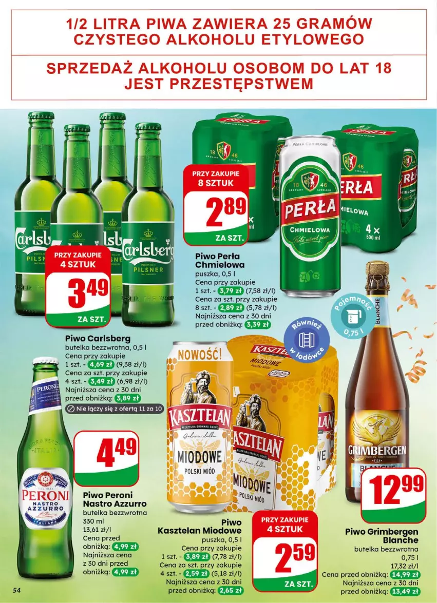 Gazetka promocyjna Dino - Gazetka 01 / 2026 - ważna 31.12.2025 do 05.01.2026 - strona 54 - produkty: Carlsberg, Kasztelan, Miód, Perła, Piwo