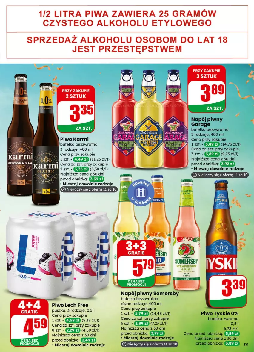 Gazetka promocyjna Dino - Gazetka 01 / 2026 - ważna 31.12.2025 do 05.01.2026 - strona 55 - produkty: Fa, Gra, Karmi, Kiwi, Napój, Piwa, Piwo, Somersby, Tyskie