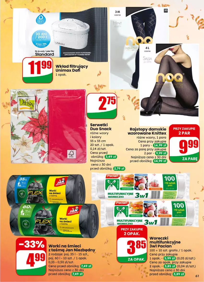 Gazetka promocyjna Dino - Gazetka 01 / 2026 - ważna 31.12.2025 do 05.01.2026 - strona 61 - produkty: Gra, Jan Niezbędny, Rajstopy, Ser, Serwetki, Top, Wkład filtrujący, Worki na śmiec, Worki na śmieci