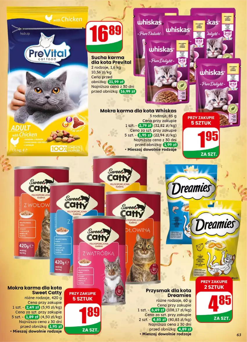 Gazetka promocyjna Dino - Gazetka 01 / 2026 - ważna 31.12.2025 do 05.01.2026 - strona 63 - produkty: Mokra karma, Por, Przysmak dla kota, Sucha karma, Whiskas