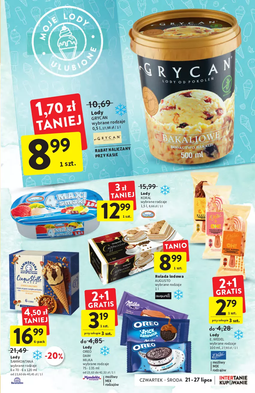 Gazetka promocyjna Intermarche - ważna 21.07 do 27.07.2022 - strona 21 - produkty: E. Wedel, Gry, Lody, Milka, Oreo, Rolada