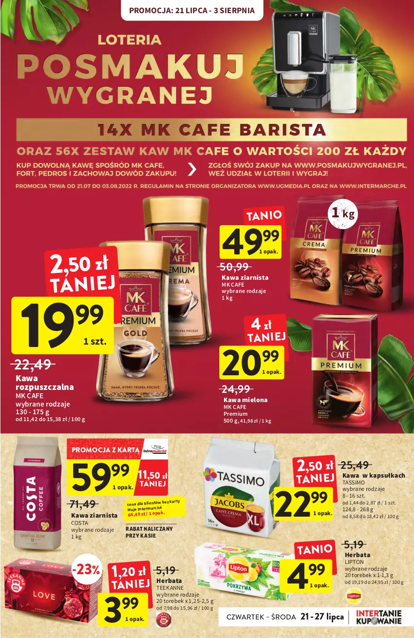 Gazetka promocyjna Intermarche - ważna 21.07 do 27.07.2022 - strona 23 - produkty: Herbata, Kawa, Kawa mielona, Kawa rozpuszczalna, Kawa ziarnista, Lipton, Tassimo, Teekanne