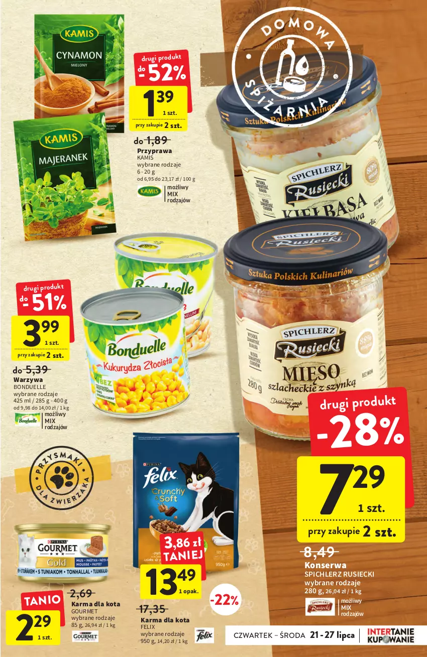 Gazetka promocyjna Intermarche - ważna 21.07 do 27.07.2022 - strona 27 - produkty: Bonduelle, Felix, Kamis, Ser, Spichlerz Rusiecki, Warzywa