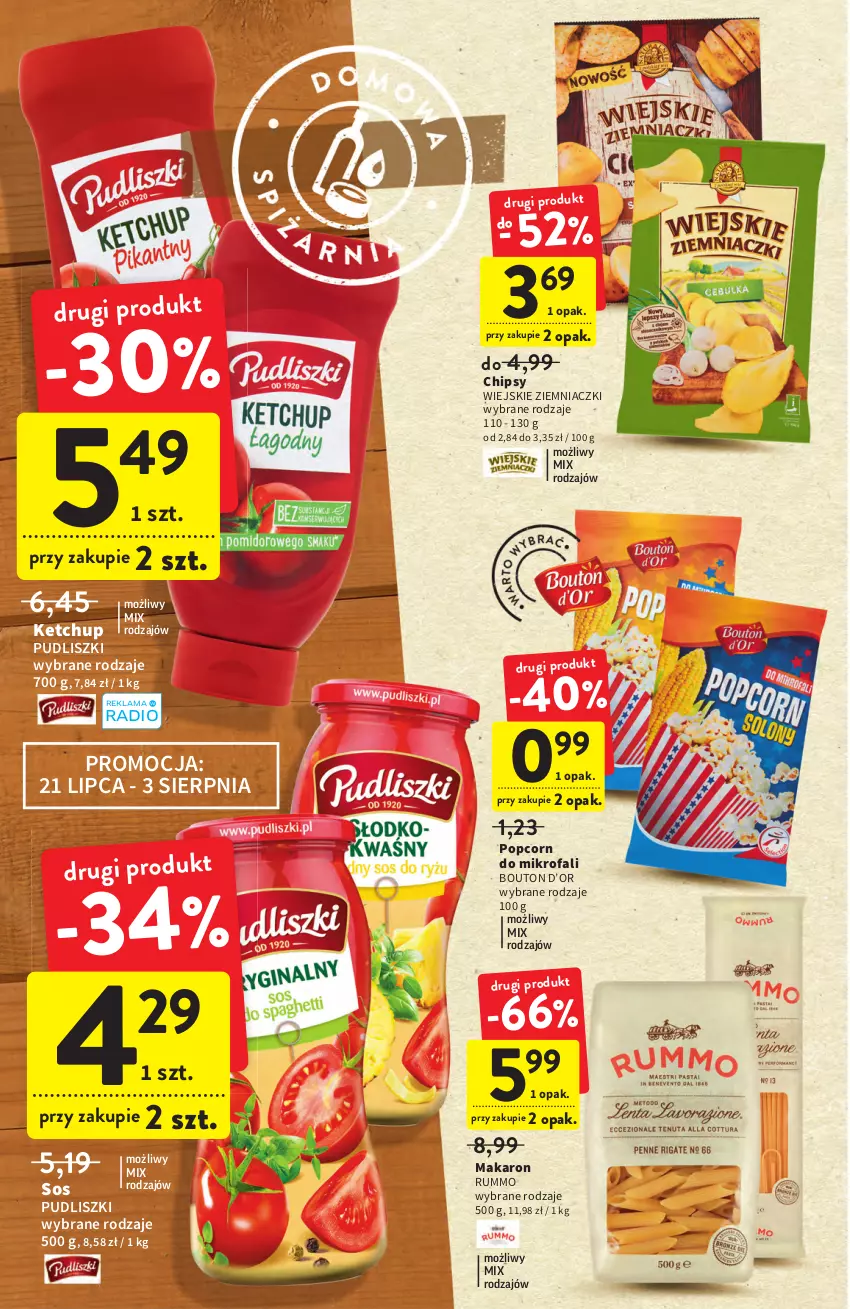 Gazetka promocyjna Intermarche - ważna 21.07 do 27.07.2022 - strona 28 - produkty: Chipsy, Fa, Ketchup, Makaron, Popcorn, Pudliszki, Rum, Sos