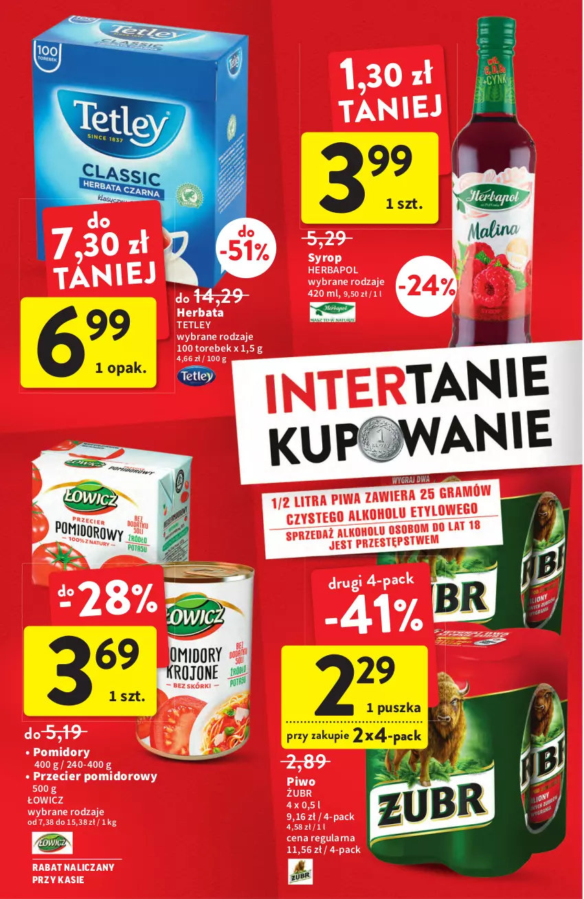 Gazetka promocyjna Intermarche - ważna 21.07 do 27.07.2022 - strona 6 - produkty: Herbapol, Herbata, Piwo, Pomidory, Syrop, Tetley