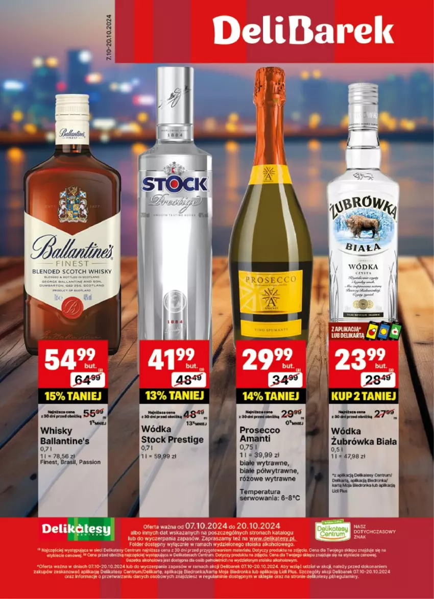 Gazetka promocyjna Delikatesy Centrum - DeliBarek DC41-DC42 - ważna 07.10 do 20.10.2024 - strona 1 - produkty: Fa, Prosecco, Rum, Stock, Whisky, Wódka