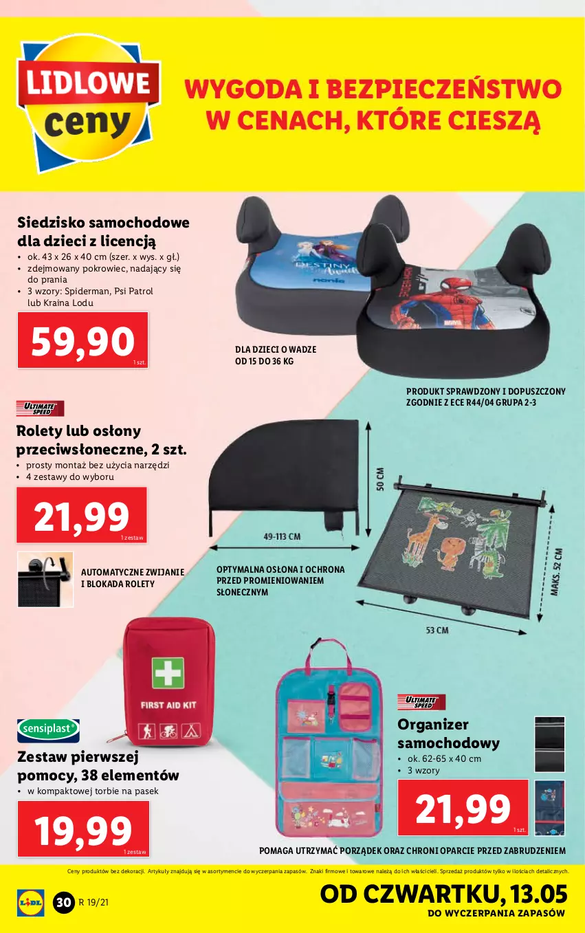 Gazetka promocyjna Lidl - GAZETKA - ważna 10.05 do 15.05.2021 - strona 30 - produkty: Dzieci, Organizer, Pasek, Piec, Pokrowiec, Por, Psi Patrol, Siedzisko, Spiderman