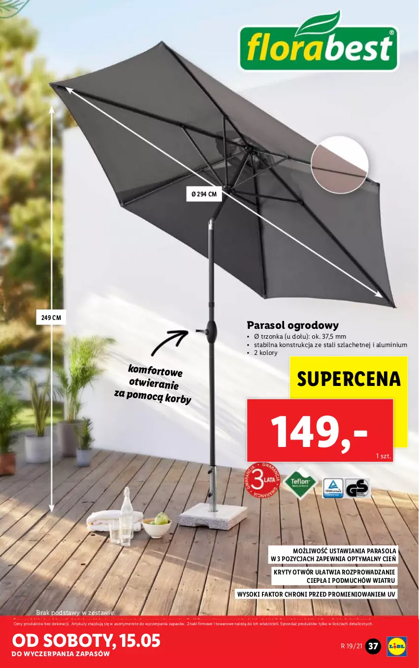 Gazetka promocyjna Lidl - GAZETKA - ważna 10.05 do 15.05.2021 - strona 37 - produkty: Cień, Fa, Parasol, Sok