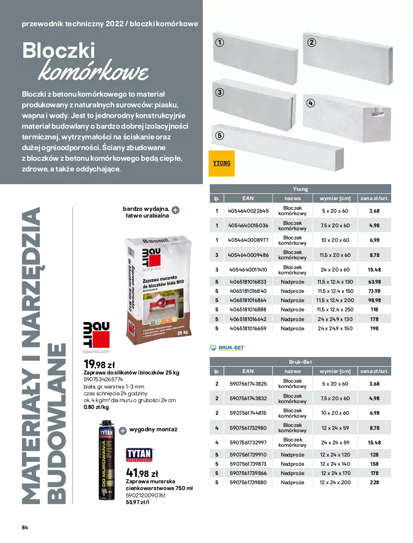 Gazetka promocyjna Castorama - Przewodnik techniczny 2022 - ważna 21.03 do 30.03.2022 - strona 84 - produkty: Klej, LANA, LG, Narzędzia budowlane, Płyta, Płyta osb, Por, Przewodnik, Sos, Tran