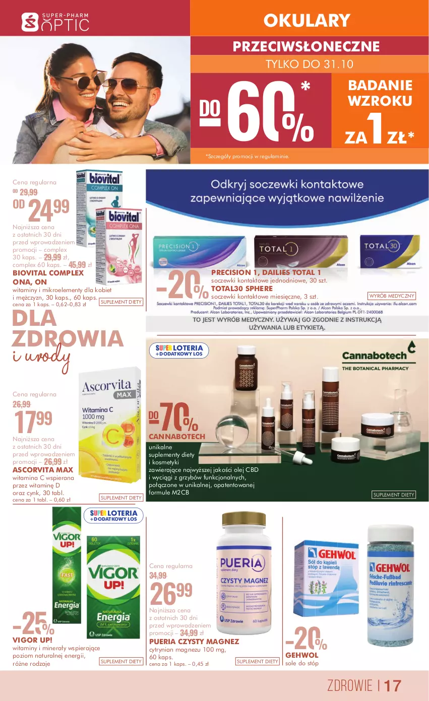 Gazetka promocyjna Super Pharm - ważna 14.10 do 29.10.2024 - strona 17 - produkty: Biovital, Cynk, Gehwol, Magnez, Mule, Olej, Soczewki kontaktowe, Suplement diety, Vigor up!, Zdrowie