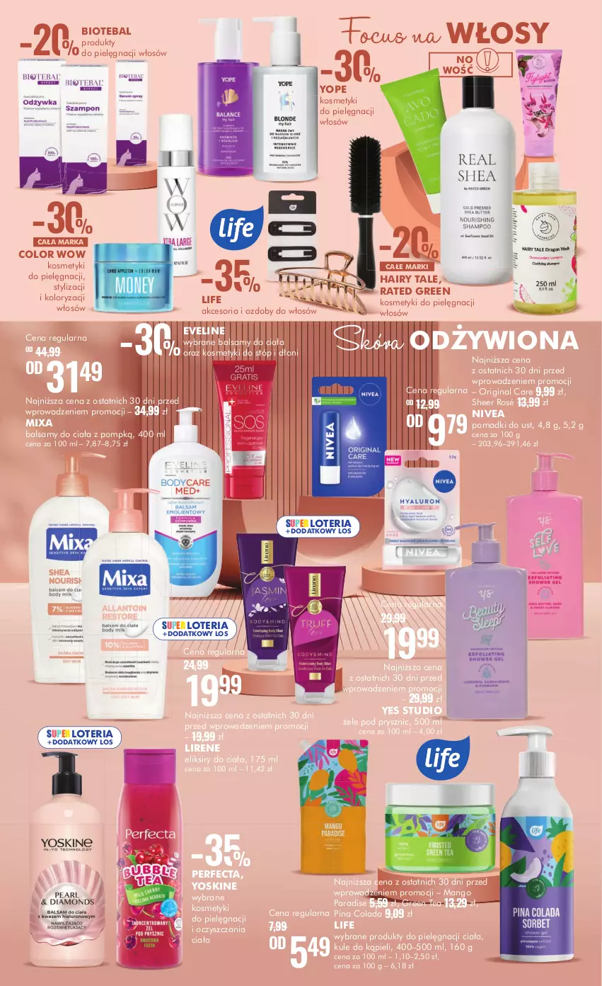 Gazetka promocyjna Super Pharm - ważna 14.10 do 29.10.2024 - strona 4 - produkty: BIOTEBAL, Eveline, Gin, Kosmetyki do pielęgnacji, Lirene, Mango, Mixa, Nivea, Perfecta, Yope, Yoskine