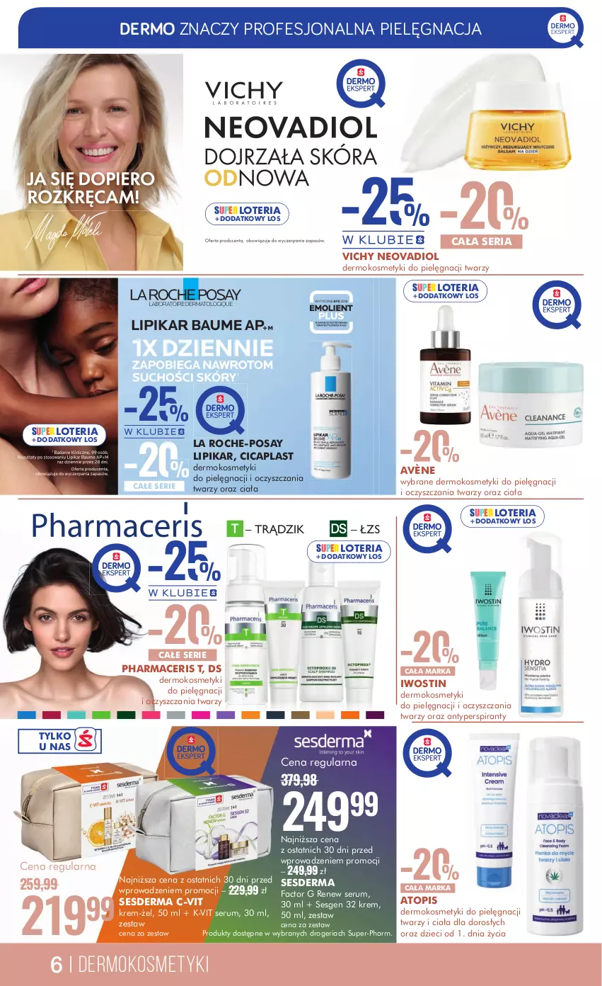 Gazetka promocyjna Super Pharm - ważna 14.10 do 29.10.2024 - strona 6 - produkty: Acer, Antyperspirant, Avène, Dzieci, Fa, Iwostin, Kosmetyki do pielęgnacji, La Roche-Posay, Lipikar, Pharmaceris, Rum, Ser, Serum, Sesderma, Top, Vichy