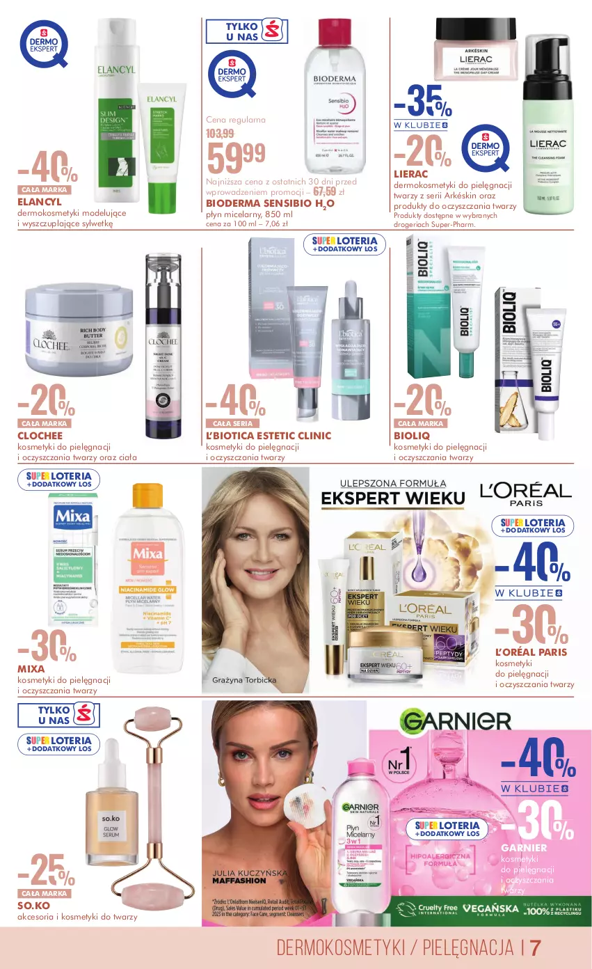 Gazetka promocyjna Super Pharm - ważna 14.10 do 29.10.2024 - strona 7 - produkty: Bioderma, Clin, Garnier, Kosmetyki do pielęgnacji, L’Oréal, Lierac, Mixa, Płyn micelarny, Ser