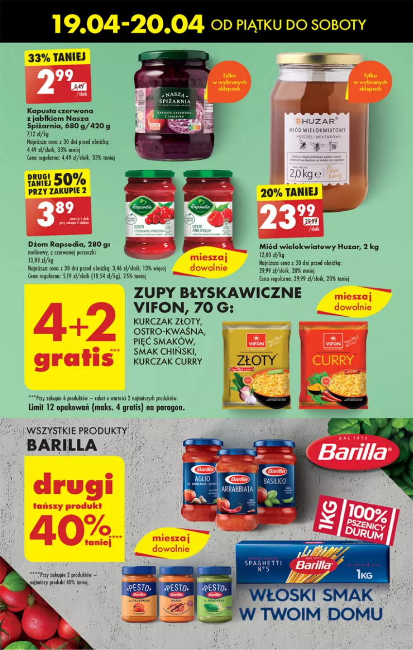 Gazetka promocyjna Biedronka - Od piątku - ważna 19.04 do 20.04.2024 - strona 39 - produkty: Barilla, Dżem, Kurczak, Miód, Por