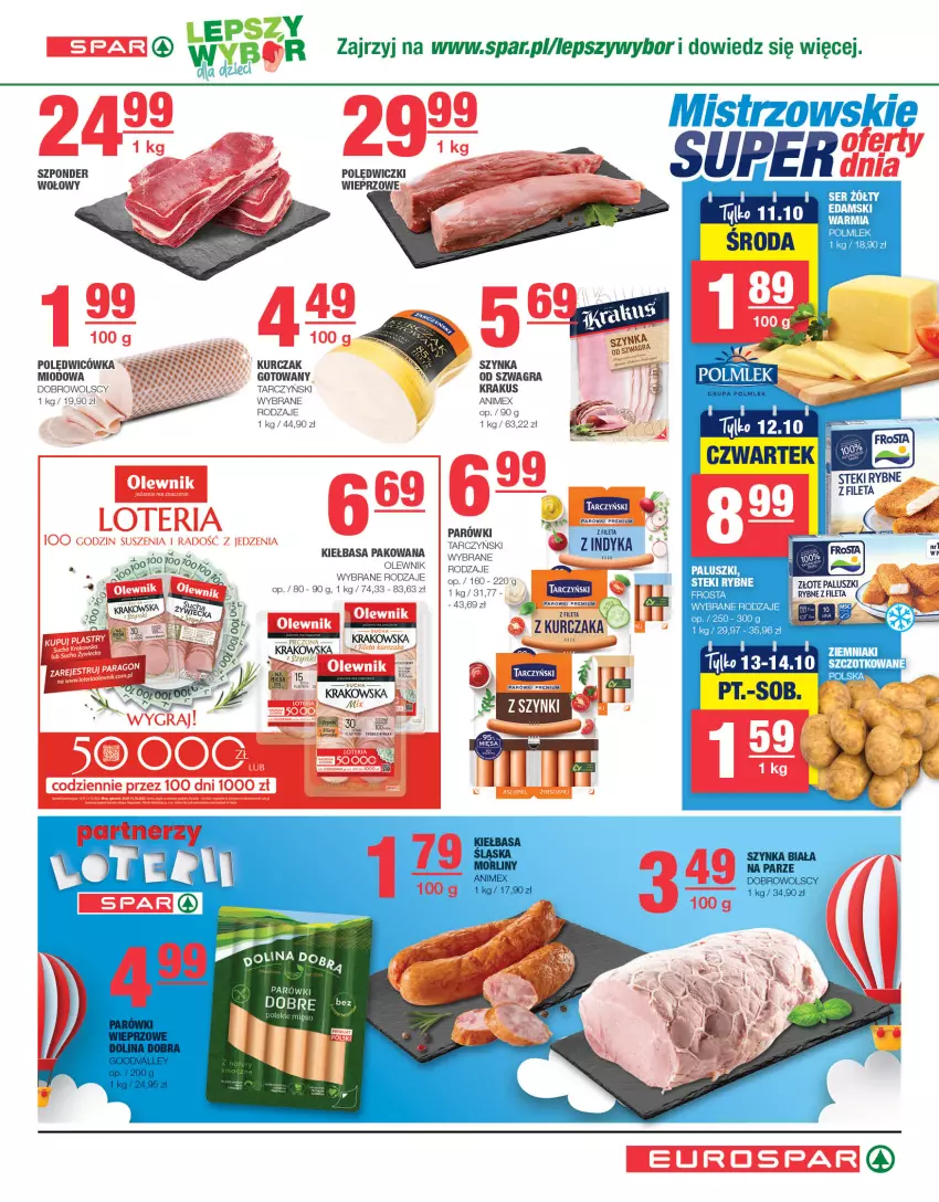 Gazetka promocyjna Spar - EuroSpar - ważna 01.10 do 11.10.2023 - strona 5 - produkty: Gra, Kiełbasa, Krakus, Kurczak, Mięso, Olewnik, Parówki, Piec, POLMLEK, Stek, Szynka, Tarczyński