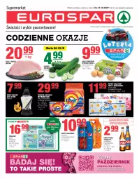 Gazetka promocyjna Spar - EuroSpar - Gazetka - ważna od 11.10 do 11.10.2023 - strona 1 - produkty: Piwo, Papier, Jaja, Pieluchy, Tyskie, Tera, Papier toaletowy, Pepsi, Vizir, Napój gazowany, Znicz, Foxy, Napój, K2