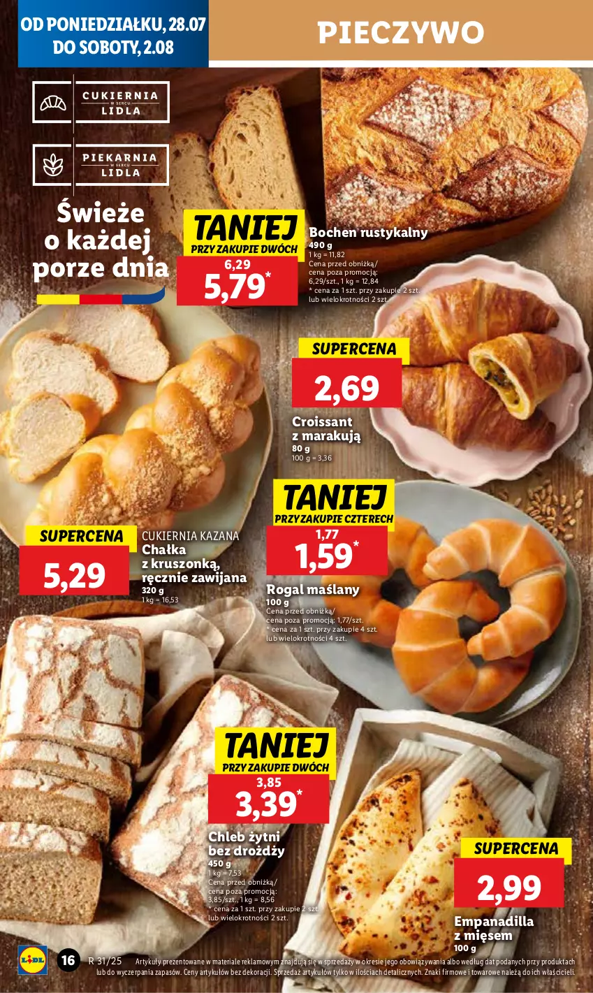 Gazetka promocyjna Lidl - GAZETKA - ważna 28.07 do 30.07.2025 - strona 18 - produkty: Chleb, Croissant, Cukier, Piec, Pieczywo, Por, Rogal, Rust