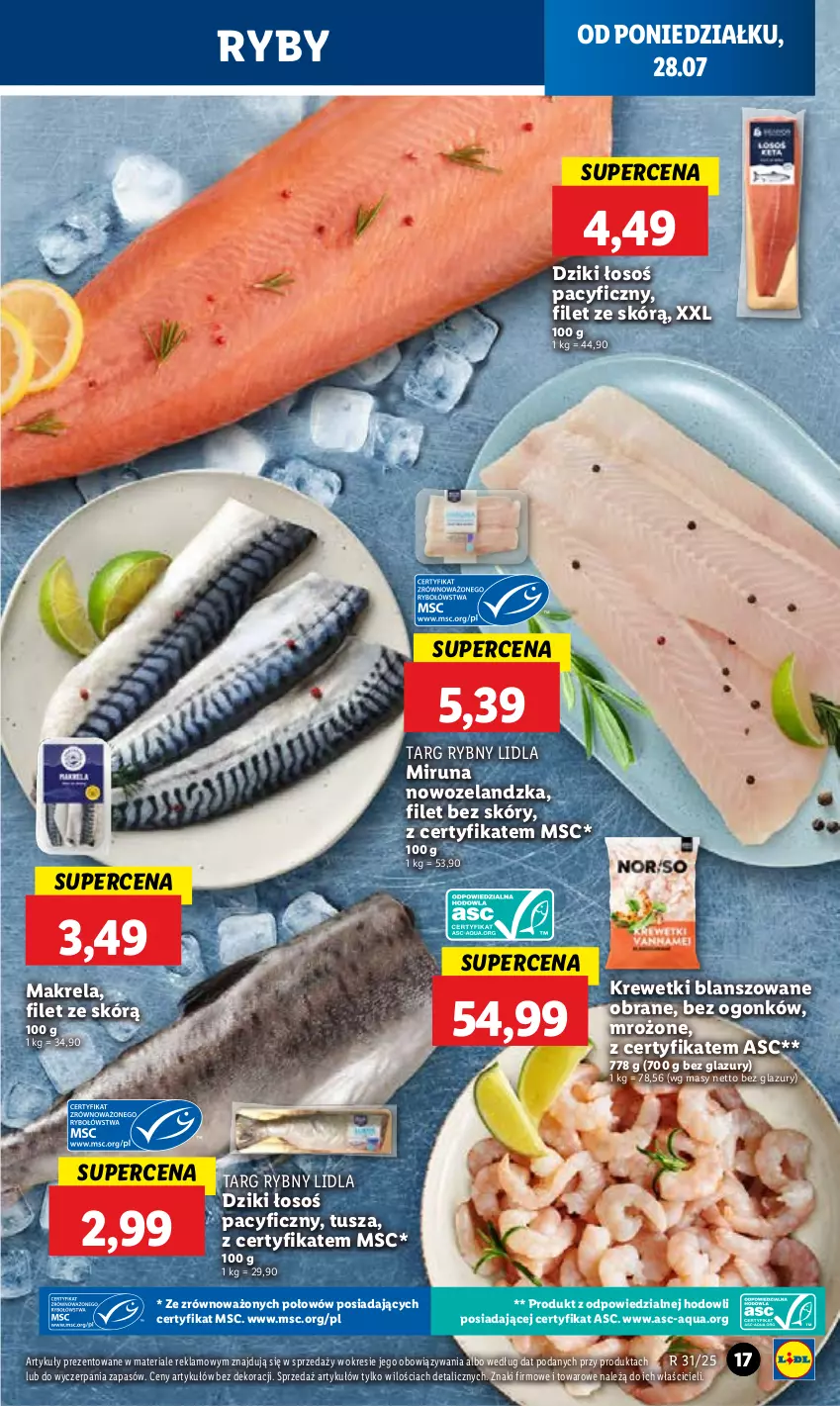 Gazetka promocyjna Lidl - GAZETKA - ważna 28.07 do 30.07.2025 - strona 19 - produkty: Krewetki, Lazur, Miruna, Tusz