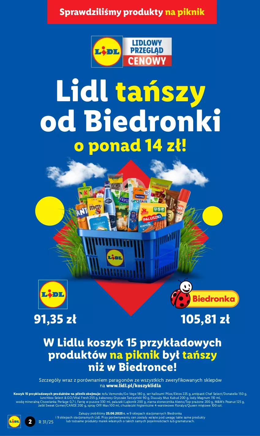 Gazetka promocyjna Lidl - GAZETKA - ważna 28.07 do 30.07.2025 - strona 2 - produkty: Chusteczki, Cisowianka, Fa, Flora, Gra, Gry, Kabanos, Kosz, Kubuś, Lajkonik, Lody, Mus, Pilos, Por, Rama, Ser, Tarczyński, Tofu, Top