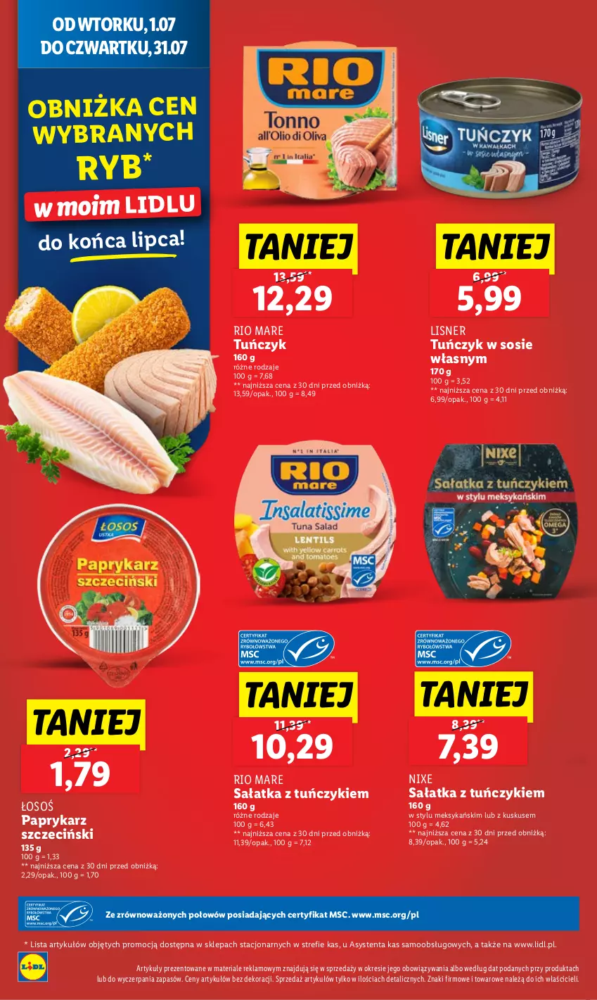 Gazetka promocyjna Lidl - GAZETKA - ważna 28.07 do 30.07.2025 - strona 20 - produkty: Kuskus, Lisner, Papryka, Paprykarz, Paprykarz szczeciński, Rio Mare, Sałat, Sałatka, Sos, Tuńczyk