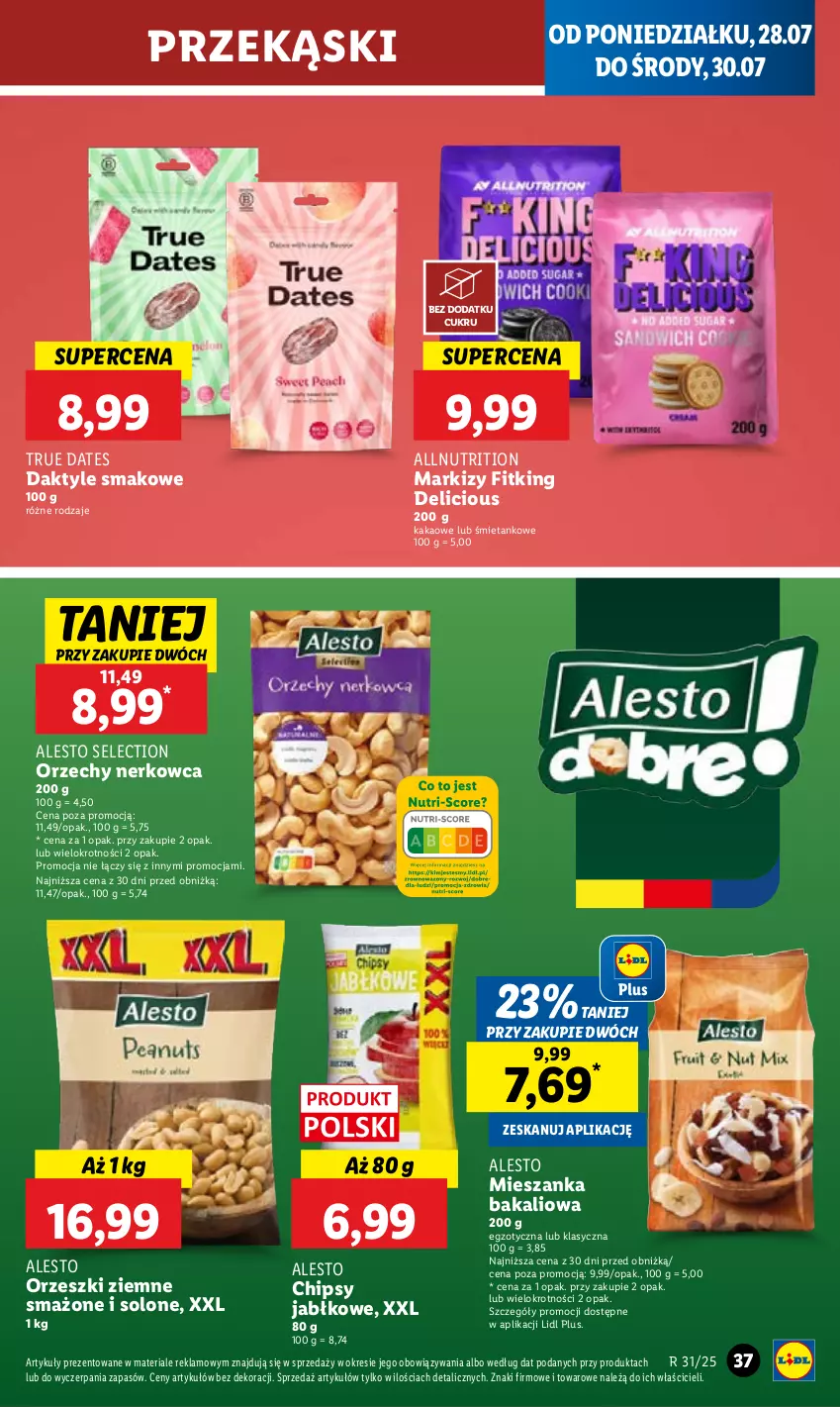 Gazetka promocyjna Lidl - GAZETKA - ważna 28.07 do 30.07.2025 - strona 45 - produkty: Chipsy, Daktyle, Kakao, Mieszanka bakaliowa, Orzeszki, Orzeszki ziemne