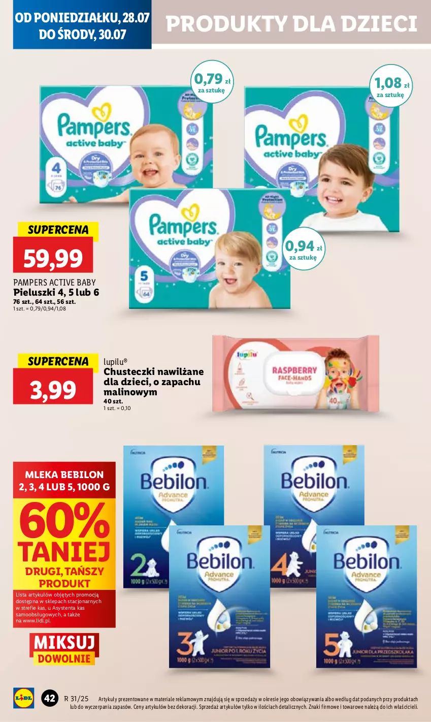 Gazetka promocyjna Lidl - GAZETKA - ważna 28.07 do 30.07.2025 - strona 50 - produkty: BEBILON, Chusteczki, Dzieci, Pampers