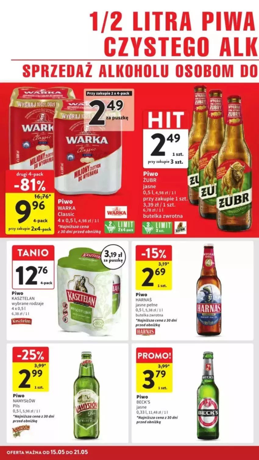 Gazetka promocyjna Intermarche - ważna 15.05 do 21.05.2025 - strona 21 - produkty: Fa, Harnaś, Kasztelan, Miska, Namysłów, Piwa, Piwo