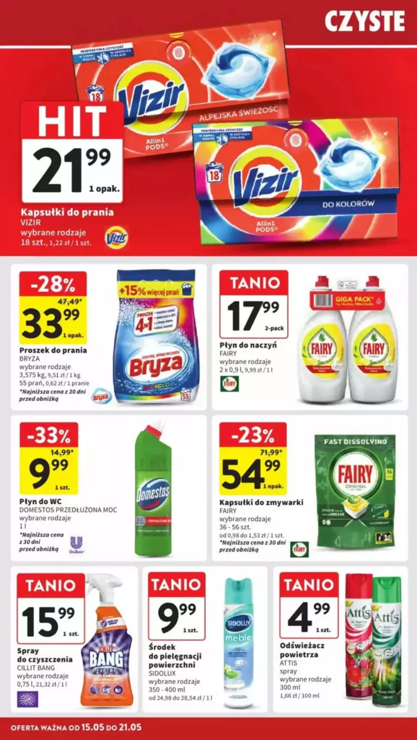 Gazetka promocyjna Intermarche - ważna 15.05 do 21.05.2025 - strona 24 - produkty: AEG, Bryza, Cillit Bang, Domestos, Fa, Fairy, Płyn do wc, Proszek do prania, Sidolux, Spray do czyszczenia, Zmywarki