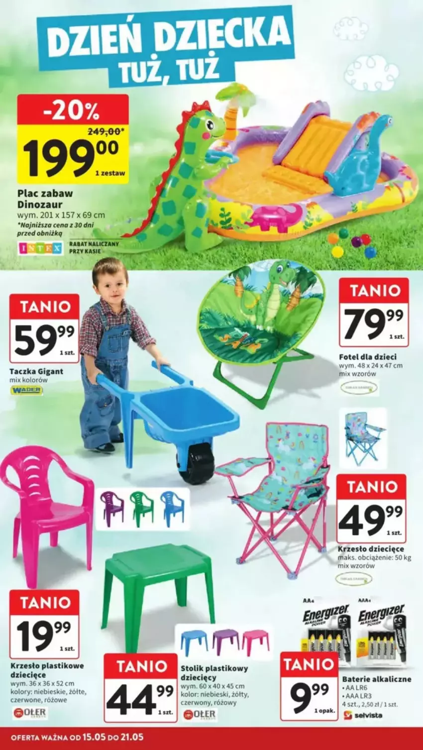 Gazetka promocyjna Intermarche - ważna 15.05 do 21.05.2025 - strona 30 - produkty: Baterie alkaliczne, Dinozaur, Dzieci, Fa, Fotel, Krzesło, Stolik
