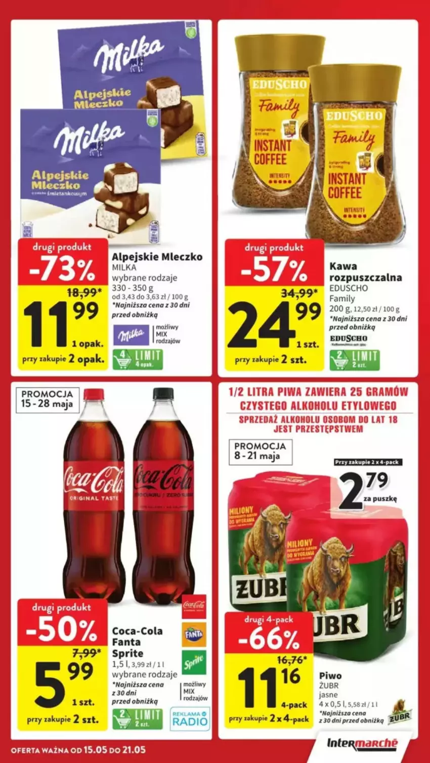 Gazetka promocyjna Intermarche - ważna 15.05 do 21.05.2025 - strona 38 - produkty: Coca-Cola, Fa, Fanta, Gra, Kawa, Kawa rozpuszczalna, Milka, Mleczko, Piwa, Piwo, Sprite
