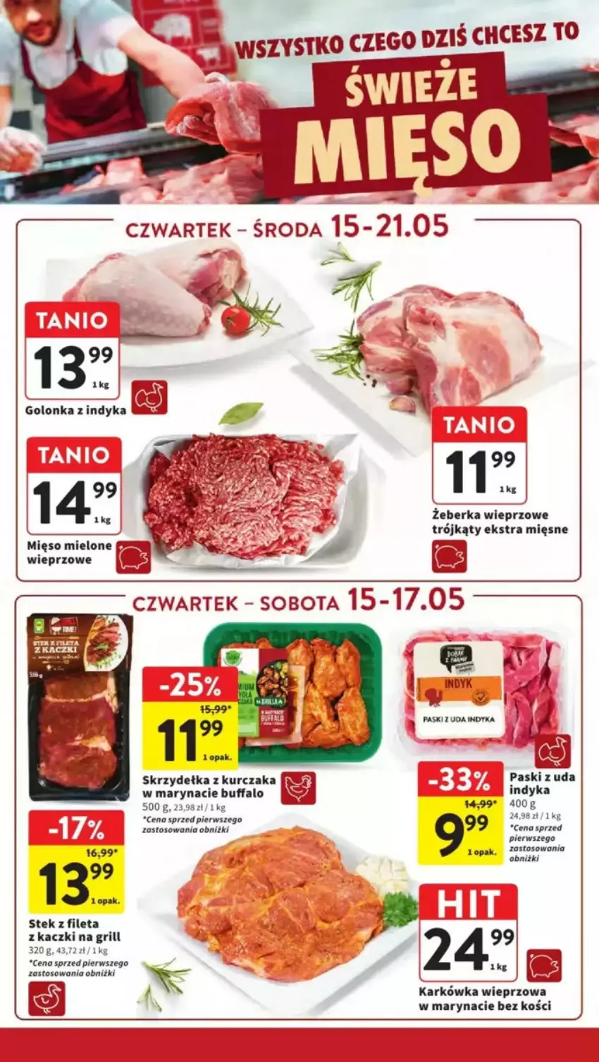 Gazetka promocyjna Intermarche - ważna 15.05 do 21.05.2025 - strona 4 - produkty: Fa, Grill, Karkówka wieprzowa, Kurczak, Skrzydełka z kurczaka, Stek