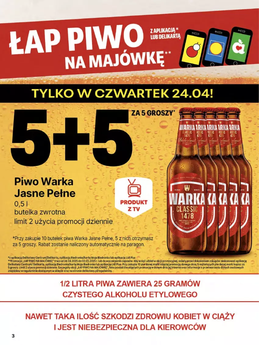 Gazetka promocyjna Delikatesy Centrum - Franczyza DC17 Czwartek - ważna 24.04 do 30.04.2025 - strona 3 - produkty: Piwa, Piwo, Rum, Warka