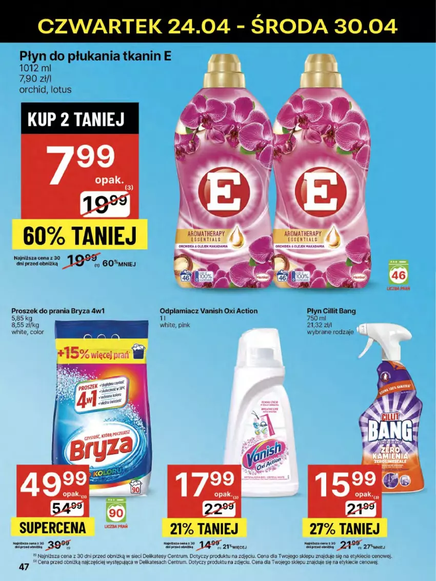 Gazetka promocyjna Delikatesy Centrum - Franczyza DC17 Czwartek - ważna 24.04 do 30.04.2025 - strona 47 - produkty: Bryza, Odplamiacz, Olej, Płyn do płukania, Proszek do prania, Rum, Vanish