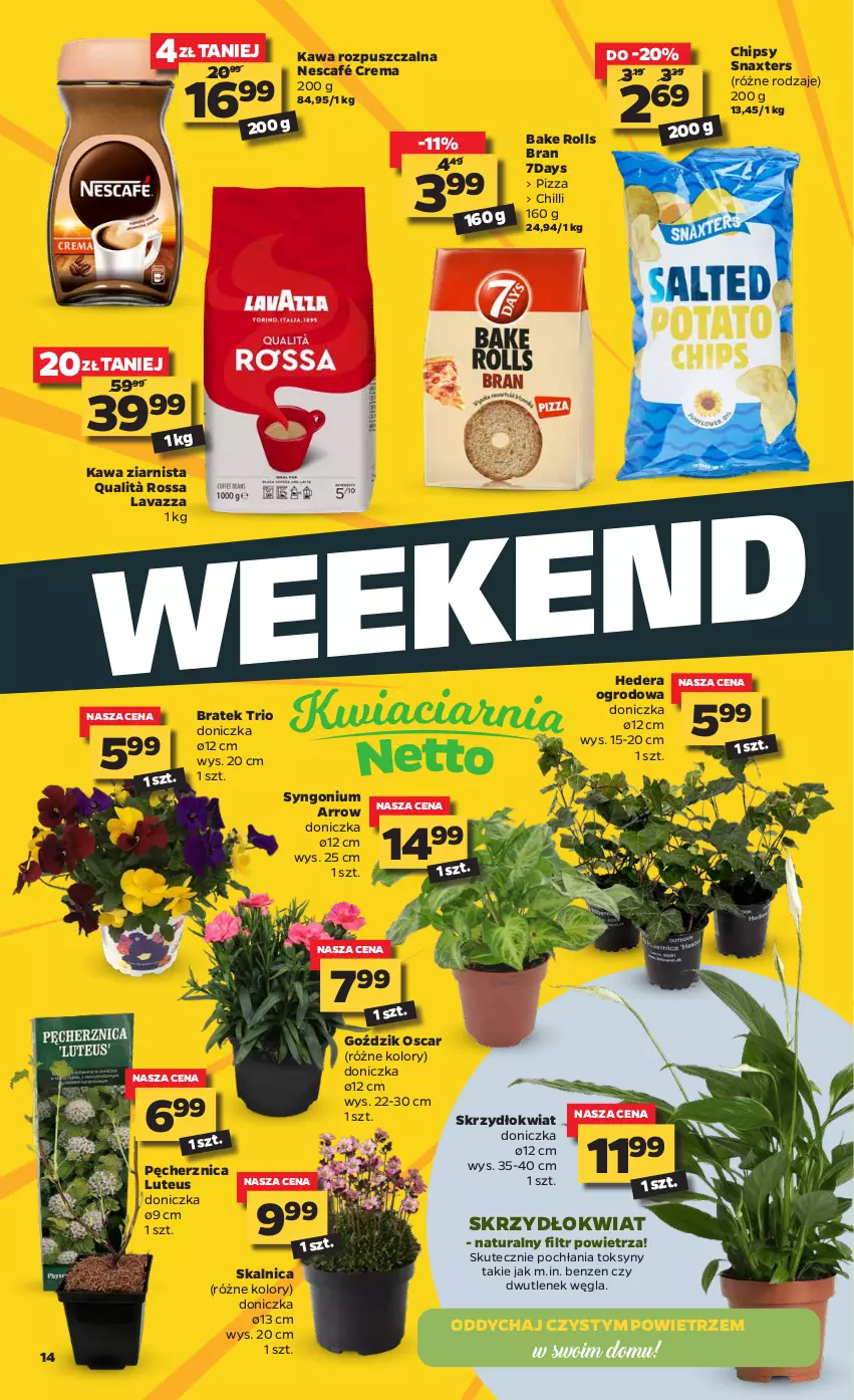 Gazetka promocyjna Netto - Gazetka spożywcza - ważna 06.04 do 10.04.2021 - strona 14 - produkty: Bake Rolls, Chipsy, Kawa, Kawa rozpuszczalna, Kawa ziarnista, Lavazza, Nescafé, Pizza