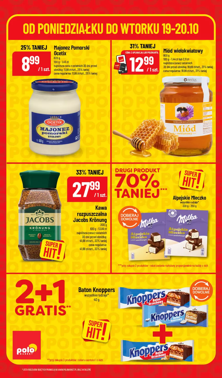 Gazetka promocyjna PoloMarket - Katalog Superhity - ważna 19.10 do 20.10.2026 - strona 6 - produkty: Baton, Jacobs, Kawa, Kawa rozpuszczalna, Knoppers, Majonez, Miecz, Miód, Mleczko, Nektar, Ocet