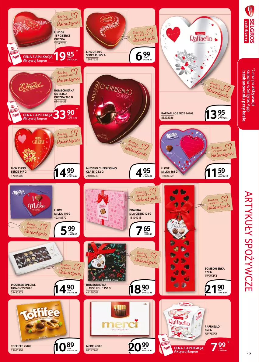 Gazetka promocyjna Selgros - Extra Oferta - ważna 01.02 do 28.02.2021 - strona 17 - produkty: Artykuły spożywcze, Fa, Jacobs, LG, Lindor, Merci, Milka, Moments, Raffaello, Ser, Toffifee