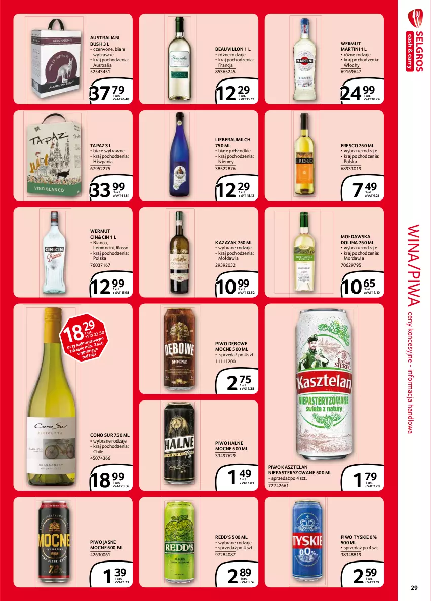 Gazetka promocyjna Selgros - Extra Oferta - ważna 01.02 do 28.02.2021 - strona 29 - produkty: Fresco, Kasztelan, Martini, Piwa, Piwo, Piwo jasne, Tyskie