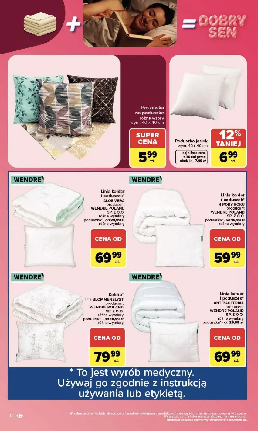 Gazetka promocyjna Carrefour - Gazetka Carrefour w SUMIE sama okazje - ważna 22.06 do 04.07.2026 - strona 12 - produkty: Kołdra, Poduszka, Por, Poszewka