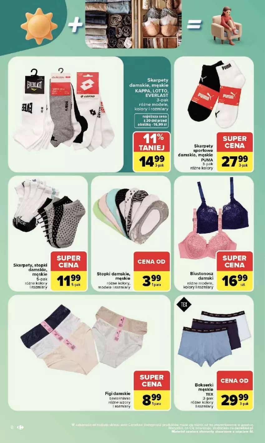 Gazetka promocyjna Carrefour - Gazetka Carrefour w SUMIE sama okazje - ważna 22.06 do 04.07.2026 - strona 8 - produkty: Biustonosz, Bokserki, Figi, Karp, Por, Puma, Ser, Sport, Top