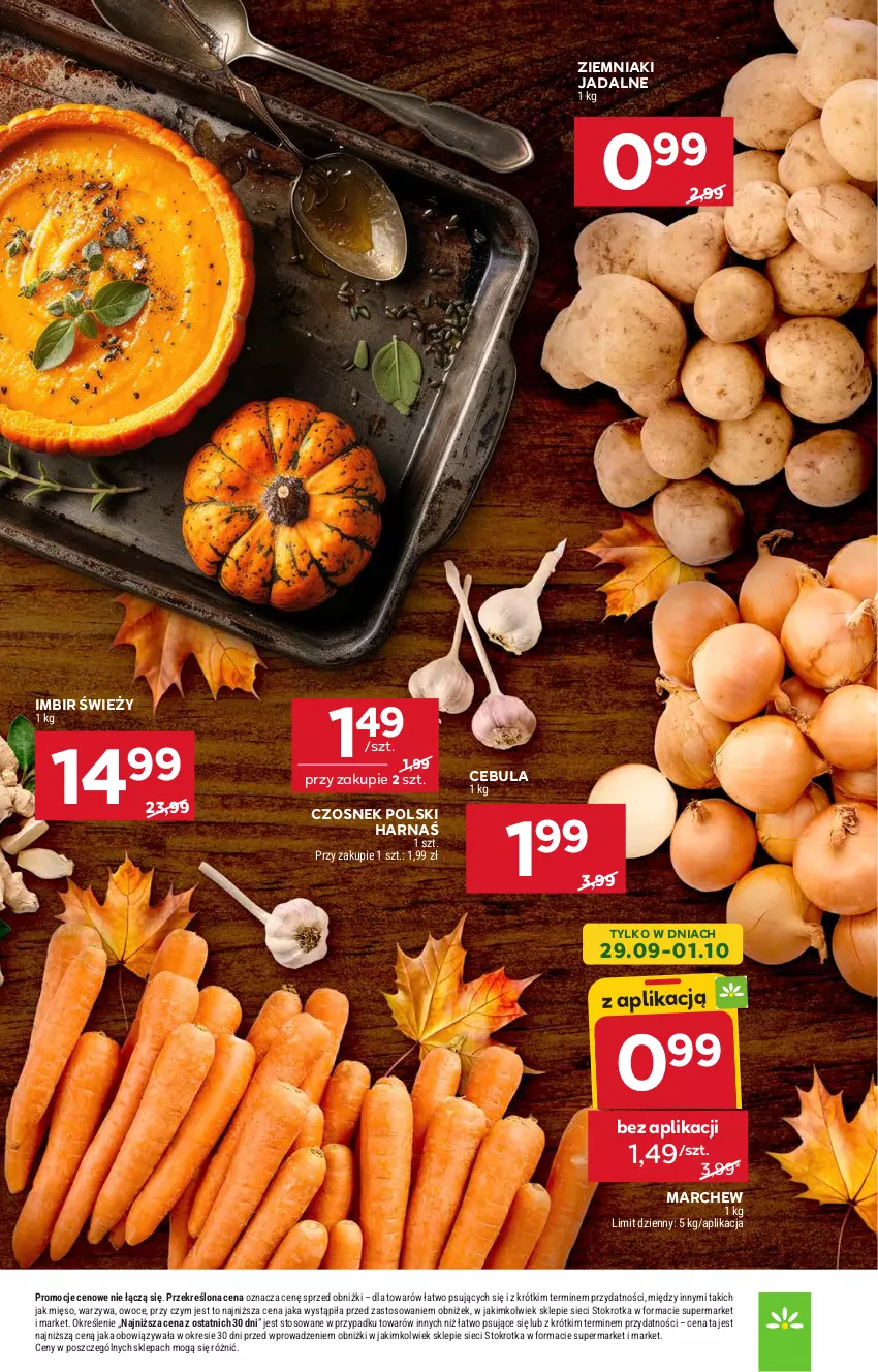 Gazetka promocyjna Stokrotka - Market - ważna 25.09 do 01.10.2025 - strona 13 - produkty: Cebula, Czosnek, Harnaś, Imbir, Mięso, Owoce, Warzywa, Ziemniaki