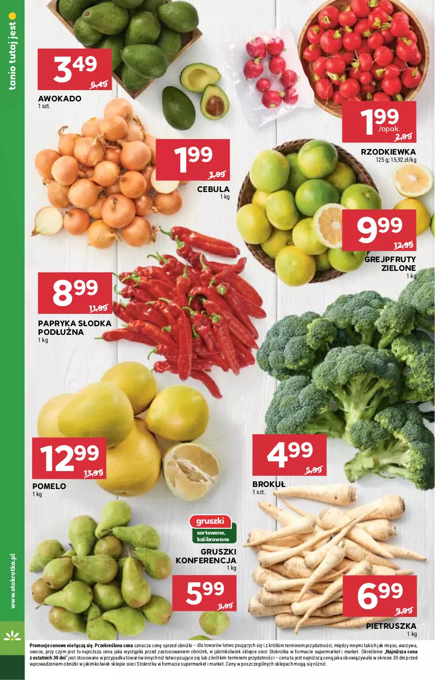 Gazetka promocyjna Stokrotka - Market - ważna 25.09 do 01.10.2025 - strona 14 - produkty: Cebula, Grejpfrut, Gruszki, Mięso, Owoce, Papryka, Papryka słodka, Pietruszka, Pomelo, Rzodkiewka, Warzywa