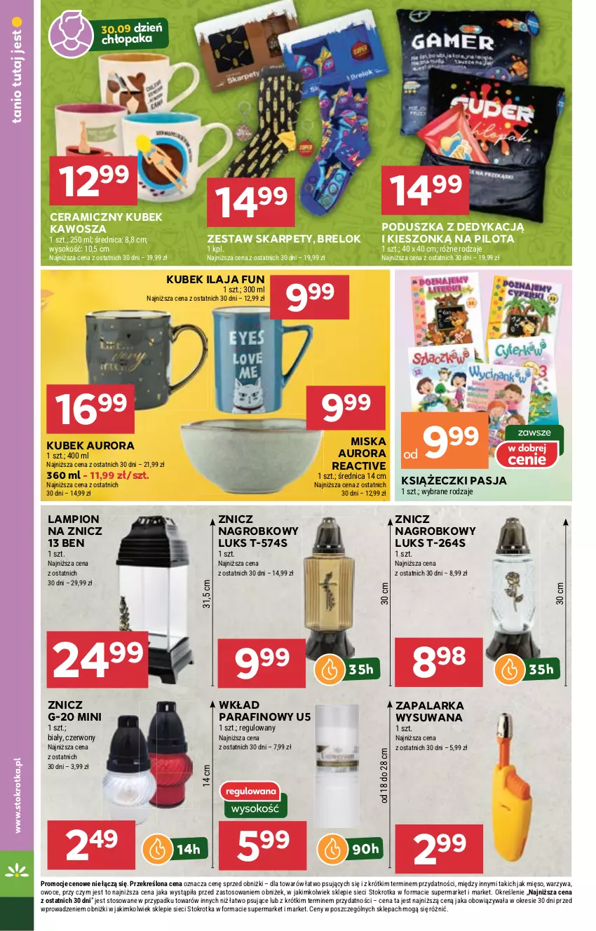 Gazetka promocyjna Stokrotka - Market - ważna 25.09 do 01.10.2025 - strona 24 - produkty: Karp, Kubek, Lampion, Mięso, Miska, Owoce, Poduszka, Sok, Warzywa, Zapalarka, Znicz