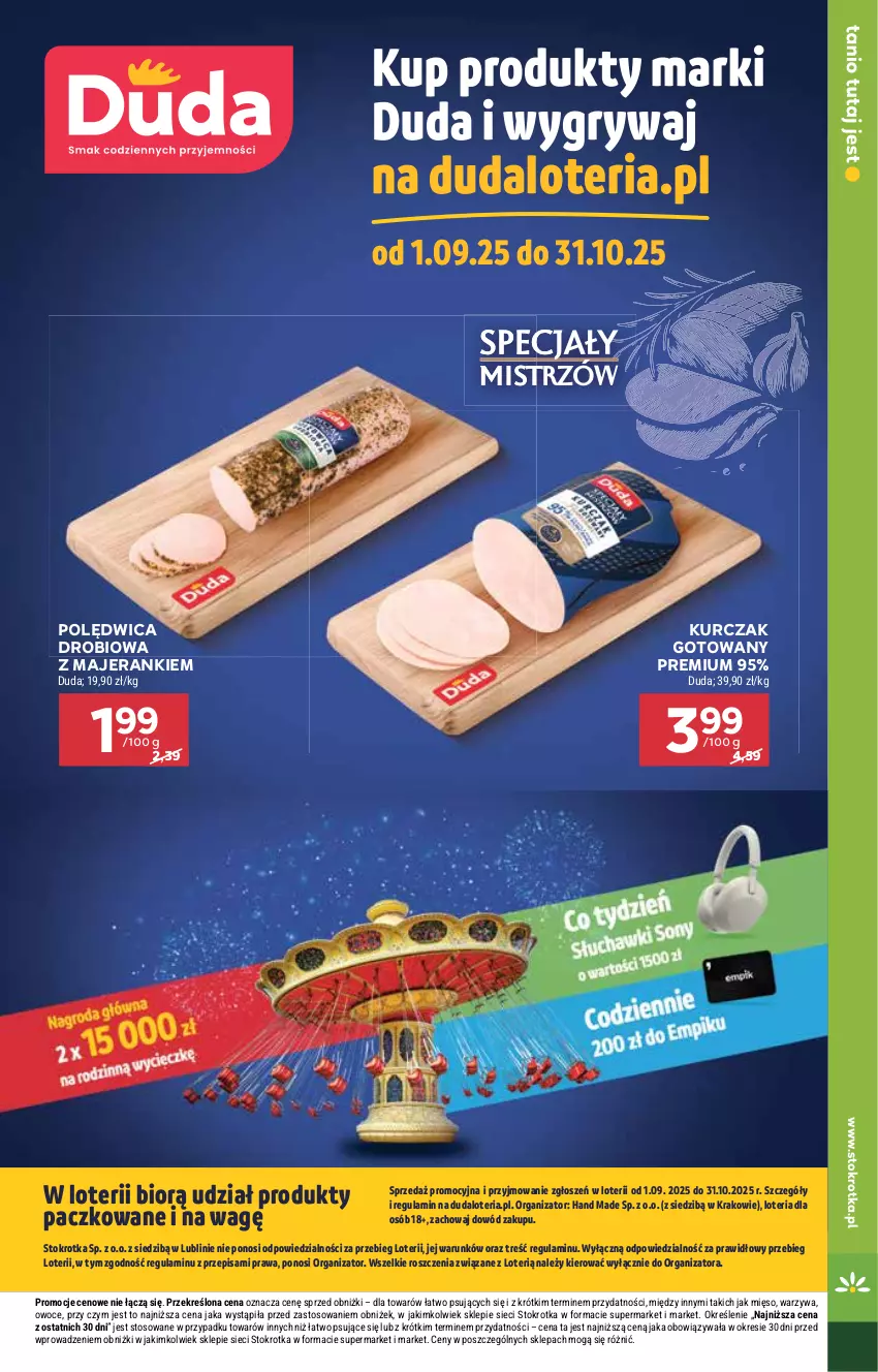 Gazetka promocyjna Stokrotka - Market - ważna 25.09 do 01.10.2025 - strona 9 - produkty: Duda, Gry, Kurczak, Kurczak gotowany, Mięso, Owoce, Polędwica, Warzywa