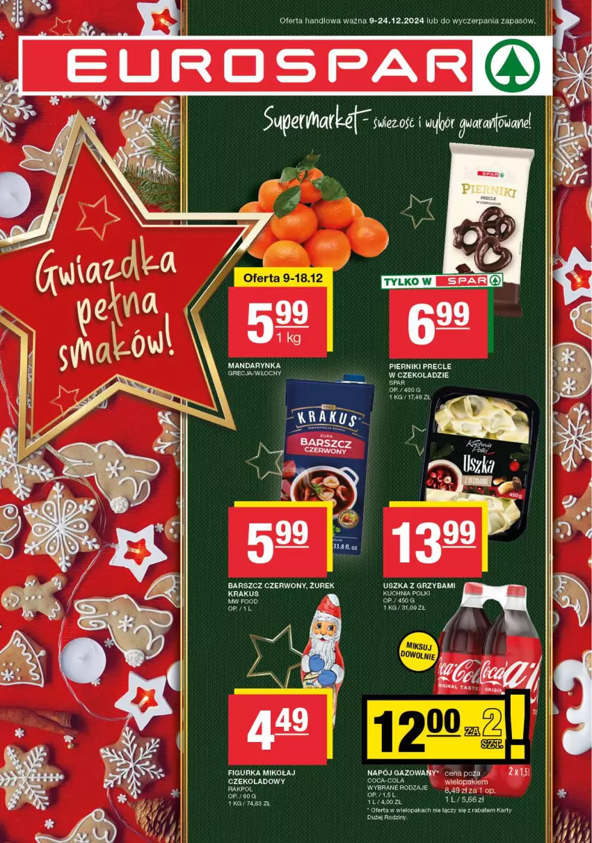 Gazetka promocyjna Spar - EuroSpar - ważna 09.12 do 19.12.2024 - strona 1 - produkty: Krakus, Kuchnia, Napój, Piernik, Precle