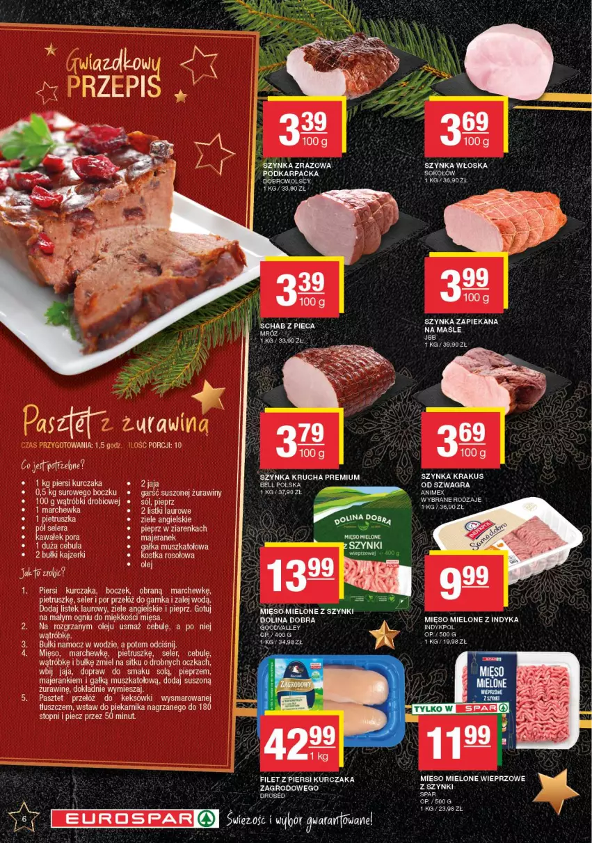 Gazetka promocyjna Spar - EuroSpar - ważna 09.12 do 19.12.2024 - strona 6 - produkty: Bell, Boczek, Cebula, Filet z piersi kurczaka, Gra, Jaja, Karp, Kawa, Krakus, Kurczak, Laur, Marchewka, Mięso, Mięso mielone, Mus, Olej, Pasztet, Piec, Piekarnik, Pieprz, Pietruszka, Por, Sok, Sokołów, Sól, Szynka, Top, Wałek